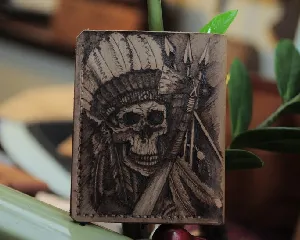 Ví da thật handmade - skull indian