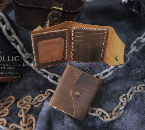 Ví da nam dáng đứng vintage