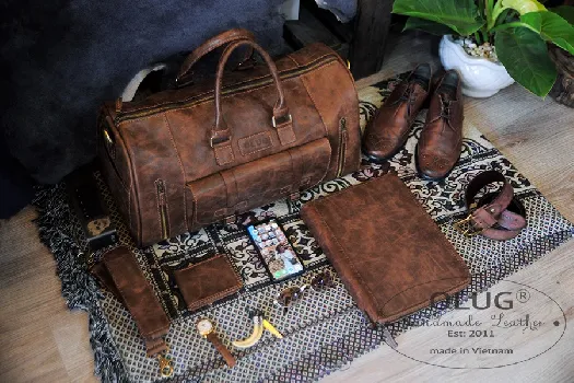 Túi du lịch bằng da có ngăn chứa giày dép